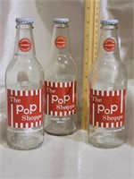 3 collector The pop shoppe bottles with caps