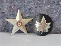 Segrams 5 star and Maple leaf bottle emblems