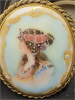 Porcelain pin portrait of Flapper girl