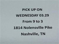 Pick up Wednesday 3.29 from 9 to 3