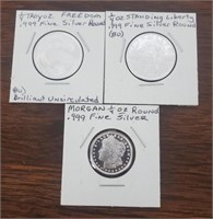(3) 1/4 Ounce Silver Rounds (SEE BELOW)