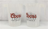2 plastic Coors Light beer pitchers 8"H