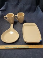 White Longaberger Pottery Plates Dishes Mugs