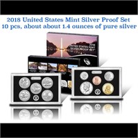 2018 United States Mint Silver Proof Set; 10 pcs
