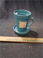 Divinity Blue Pottery Mug Planter