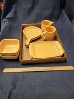 Yellow Longaberger Pottery Dishes Plates Mugs