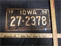 1956 Iowa Vintage License Plate