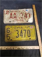 2 1970s IA License Plates