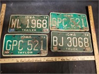 4 IA 1979 License Plates