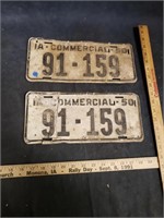 Pair IA Commercial 50 License Plates County 91