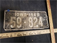 1949 Vintage IA License Plate