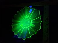 Uranium Glass Green Dish Glows