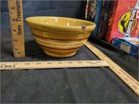 Brown & White Stripped Stoneware Bowl