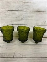 Green glass candle holders
