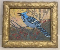 M.F. Overbeck Painting, 8" x 10" of Blue Jay