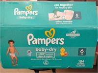104 PIECES SIZE 6 PAMPERS BABY DRY DIAPERS