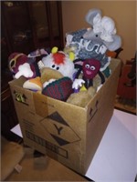 Box of Assorted Plush Toy Animals