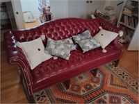 Red Leather Day Sofa by Ethan Allen w/ Assorted