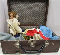 Vintage Doll Suitcase w/Clothes