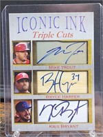 Mike Trout Bryce Harper Kris Bryant Iconic Ink