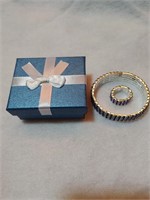 Blue Austrian Crystal Ring & Bracelet Set
