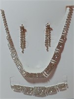 White Austrian Crystal Earrings Necklace Bracelet