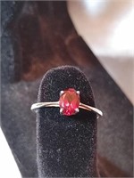 Sterling Mozambique Garnet Solitaire Ring Size 8
