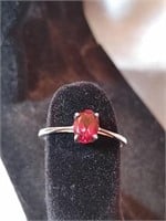 Sterling Mozambique Garnet Solitaire Ring SIZE 6