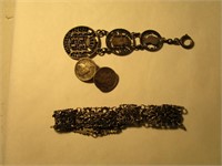 Carved Europ. Coin Pendant, Silver Mercury Dimes