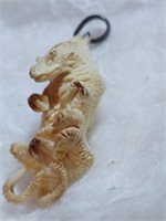 Vtg Ivory Nut Carved Dragon Pendant