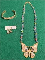 Butterfly Jewelry Group - Necklace, Bracelet, Ear