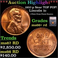 ***Auction Highlight*** 1957-p Lincoln Cent Near T