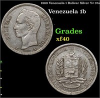 1960 Venezuela 1 Bolivar Silver Y# 37a Grades xf