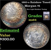 1883-o Morgan Dollar Rainbow Toned $1 Graded ms64