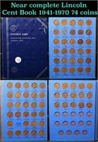 Near complete Lincoln Cent Book 1941-1970 74 coins