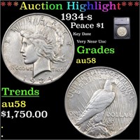 ***Auction Highlight*** 1934-s Peace Dollar $1 Gra