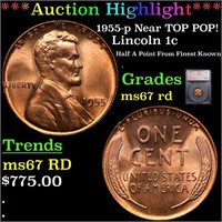 ***Auction Highlight*** 1955-p Lincoln Cent Near T