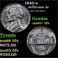 1945-s Jefferson Nickel 5c Grades GEM+ 5fs