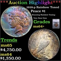 ***Auction Highlight*** 1928-p Peace Dollar Rainbo