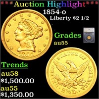 ***Auction Highlight*** 1854-o Gold Liberty Quarte