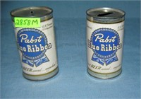 Pair of Pabst Blue Ribbon beer can banks