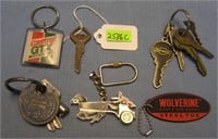 Group of 6 advertising and automotive keys