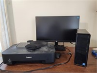 HP Computer with 24 in Monitor Canon Printer and