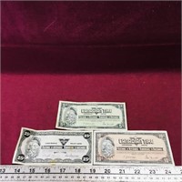 Lot Of 3 Vintage Canadian Tire Money Bills