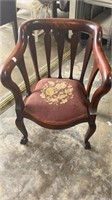 Mahogany Claw Foot Barrel Arm Chair
