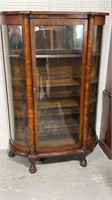 Oak Claw Foot Curved Glass China Cabinet