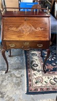 Mahogany Mother of Pearl Inlaid Drop Front Desk