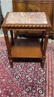 Walnut Marble Top Side Table