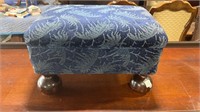 Footstool with Blue Upholstery