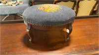 Oval Walnut Footstool with Needlepoint
